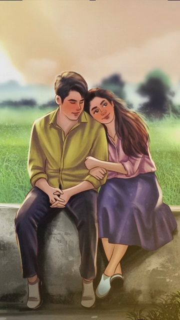 Women Picture Drawing, Best Lovers Images, Boy In Love Aesthetic, Broken Lovers Images, Couple Illustration Aesthetic, Lofi Couple, One Side Love Images, Animated Couple Images, Indian Couple Painting Romantic