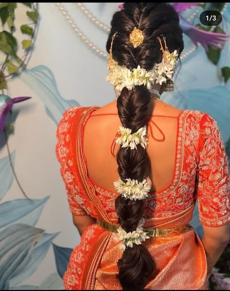 Muhurtham Hairdo South Indian, Wedding South Indian Hairstyles, Bridal Hair South Indian, South Indian Bridesmaid Hairstyle, Hairstyles For Seemantham, Kerala Wedding Hairstyles Hindus, South Indian Braid Hairstyles, Wedding Hairstyles Fishtail, Sreemantham Hairstyle