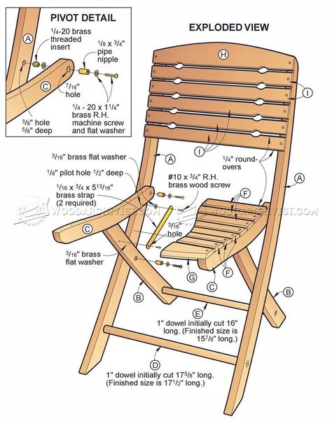 #772 Folding Chair Plans - Furniture Plans Folding Chair Plans, Ercol Dining Chairs, Wooden Chair Plans, Unfinished Wood Furniture, Chair Woodworking Plans, Table Woodworking, Wooden Folding Chairs, Wood Folding Chair, Woodworking Projects Furniture