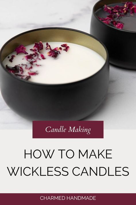 Learn how to make beginner-friendly no wick candles. Homemade Wood Wick Candles, How To Make Candle Wicks, Wickless Candles Diy, Diy Candle Warmer, Candle Wick Diy, Homemade Candle Wick, Goat Milk Candles, Tallow Candle, Oil Candles Diy