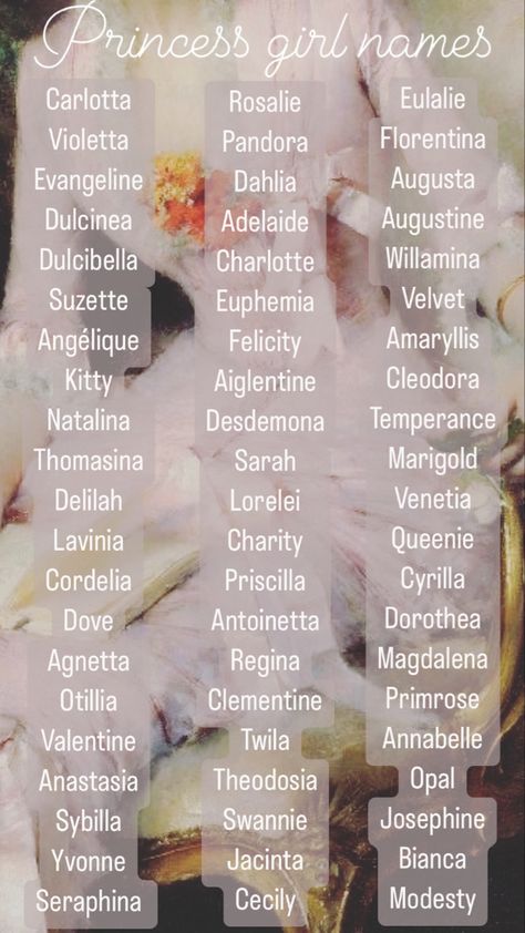 Princess baby girl name list Royal Last Names List, Names That Sound Royal, Disney Princess Name Meanings, Character Names Ideas With Meaning, Royalty Names List, Whimsical Last Names, Disney Princess Names List, Fairy Last Names, Midevil Name