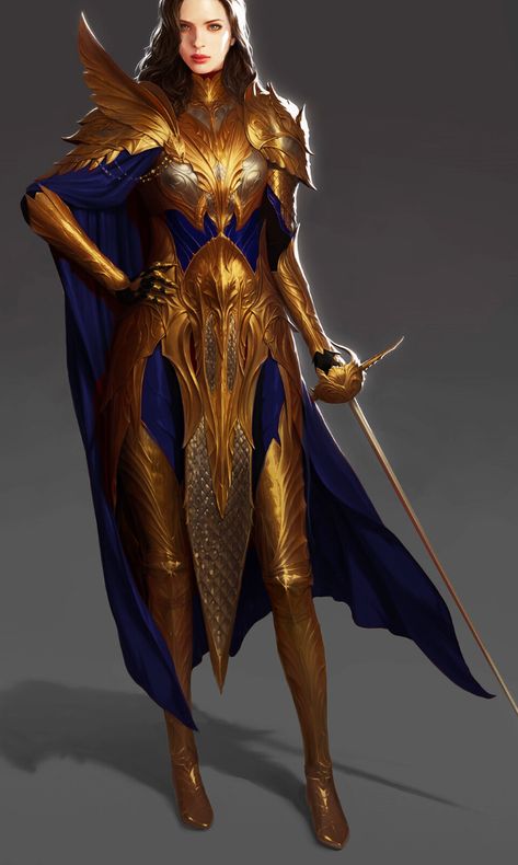 Golden Armor, Era Victoria, Gold Armor, Armor Dress, Dragon Armor, Warrior Outfit, Female Armor, Fantasy Outfits, Female Knight