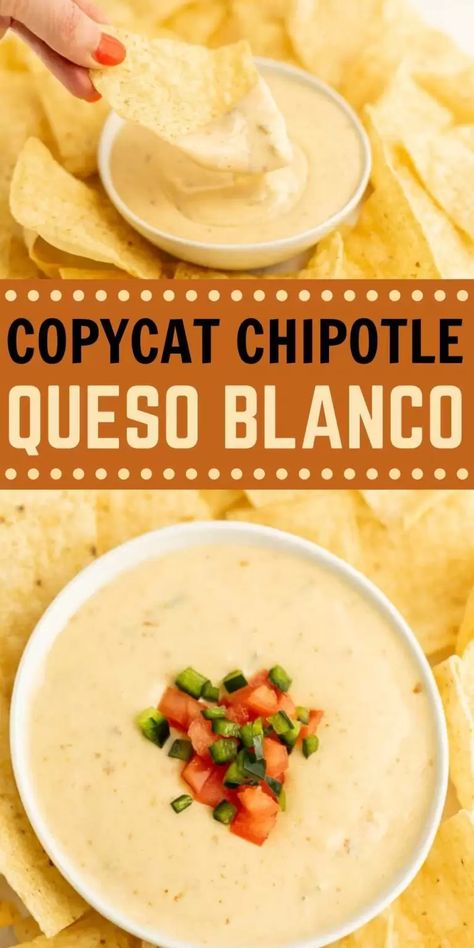 Salsaritas Copycat Recipes, Chipotle Buffet, Mexican White Cheese Sauce, Chipotle Queso Recipe, Homemade Queso Blanco, Easy Homemade Queso, Queso Dips, Queso Recipes, Chipotle Bowls