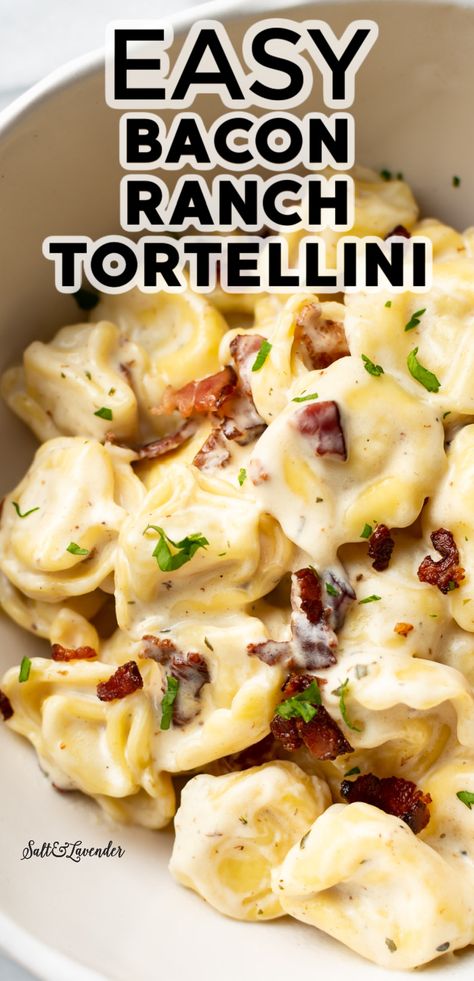 Bacon Tortellini Soup, Tortellini Hotdish, Chicken Bacon Tortellini Recipes, Cheese Tortellini Recipes Blackstone, Tortellini Bacon Recipes, Chicken Bacon Ranch Tortellini Crockpot, Leftover Tortellini Recipes, Refrigerator Tortellini Recipes, Bacon Cheeseburger Tortellini