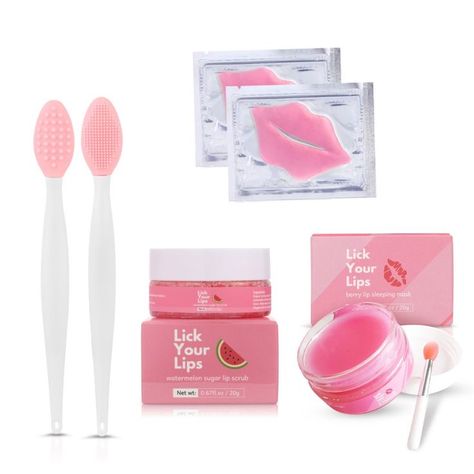 $21.99 on Amazon
Pamper your pout!  Complete Vegan Lip Therapy Set: Get ready, because your lips are about to get a perfect treat at-home spa experience every night with this complete lip care kit and the must-have lip therapy set by Lick Your Lips. Our supreme lip kit includes berry  lip sleeping mask, watermelon sugar lip scrub, rose-cherry gel mask and a double-sided silicone lip exfoliator brush best for an intensive lips repair especially for dry, cracked, chapped lips rescue Diy Lip Mask, Dermalogica Skin Care, Lip Lightening, Skin Care Supplies, Korean Lips, Lip Therapy, Lip Care Routine, Berry Lips, Sugar Lip Scrub