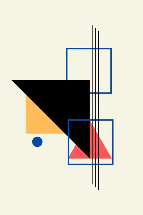 Shape In Art Design, Geometric Art Shapes, Shape And Line Art, Geometrical Composition Design, Abstract Art With Geometric Shapes, Composition From Shapes, Shapes And Lines Art, Design Basics Shapes, Poster Colour Art Design