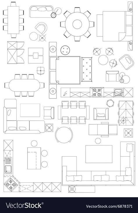 Furniture Symbols, Floor Plan Symbols, Architecture Symbols, Interior Design Sketchbook, Architecture Blueprints, Interior Design Student, Furniture Design Sketches, Interior Design Plan, Architecture Drawing Plan