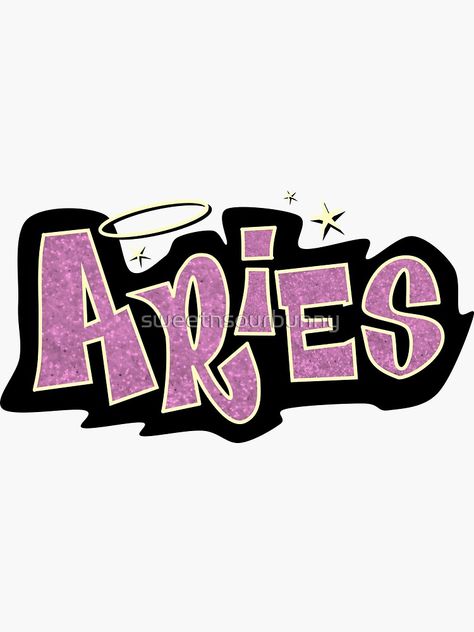 "aries bratz style - iconic pink glitter font logo cute y2k aesthetic" Sticker by sweetnsourbunny | Redbubble Y2k Fonts, Cute Y2k Aesthetic, Art Auction Projects, Mean Girls Aesthetic, Aries Aesthetic, Aries Baby, Y2k Icons, Fonts Canva, Aries Zodiac Sign