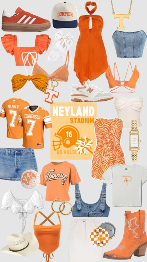 #tennessee #gameday #outfitinspo Fall Tennessee Outfits, Utk Game Day Outfit, Gameday College Outfits, University Of Tennessee Outfits, Tennessee Volunteers Gameday Outfits, University Of Tennessee Game Day Outfits, Tennessee Vols Outfit, Tennessee Gameday Outfit, Utk Gameday Outfit