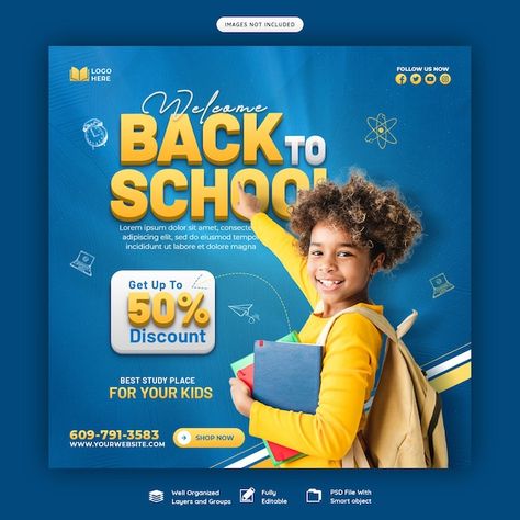 Back To School Instagram Post, Back To School Social Media Design, Back To School Banner Design, School Social Media Design, Education Social Media Post, School Social Media Post, Social Media Summer, School Social Media, School Post