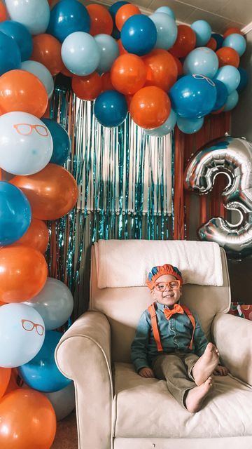 Kasey Decker on Instagram: "K O- A H, Koah! My little Blippi lover had his 3rd Birthday party on his bday Sunday. He had a really great day! Can’t believe how fast time has gone since haveing him. He brings our family so much joy an laughter. Such a special little heart and mind, our Koah Bear. HAPPY BIRTHDAY, BABY BOY! 🧡" Blippi Balloon Arch, Blippi Birthday Theme, Meeka Birthday Party, Blippi 3rd Birthday Party For Boy, Blippi Dinosaur Birthday Party, Blipping Birthday Party, Blippi And Meekah Party, 3rd Birthday Party For Boy Theme Ideas, Blippi 2nd Birthday Party