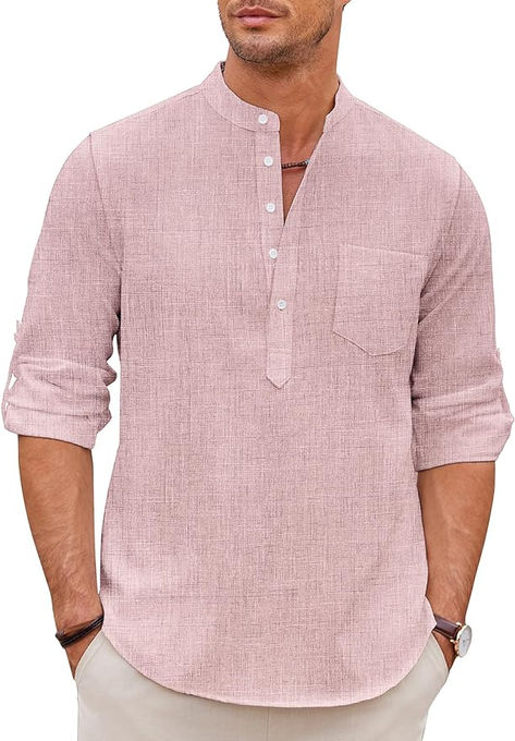 Mens Shirts Design, Linen Shirt Men Casual Summer, Summer Linen Shirt Men, Kurta Shirt For Men, Pocket Shirt Design, Linen For Men, Long Shirt Men, Mens Linen Outfits, Mens Linen Shirts Summer