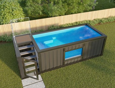 Shipping Container Pools Make Swimming Trendy Piscina Container, Shipping Container Swimming Pool, Container Home Designs, Kleiner Pool Design, Shipping Container Pool, Container Pool, Small Pool Design, Building A Container Home, Easy Backyard