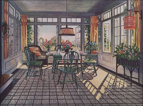 1924 Sun Room 1920s Home Decor, 1920s Interior, 1920s Decor, Old House Plans, 1920s Interior Design, Sofas Vintage, 1920s Home, Vintage Rooms, Old House Interior