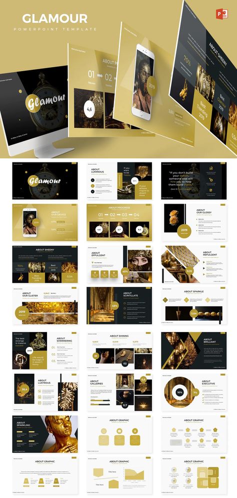 Glamour Powerpoint Presentation Template - 150+ Total Slides, on 5 Premade colors - 30 Slides for each Template Ppt Template Design, Luxury Slides, Presentation Deck, Presentation Design Template, Presentation Slides Templates, Good Presentation, Power Point Template, Indesign Templates, Web Layout