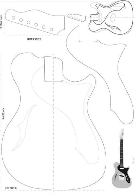 Diy Electric Guitar Cardboard, Guitar Patterns Templates, Guitar Template, Cardboard Guitar, Cardboard Art Sculpture, Build Your Own Guitar, Guitar Crafts, Guitar Drawing, Guitar Patterns