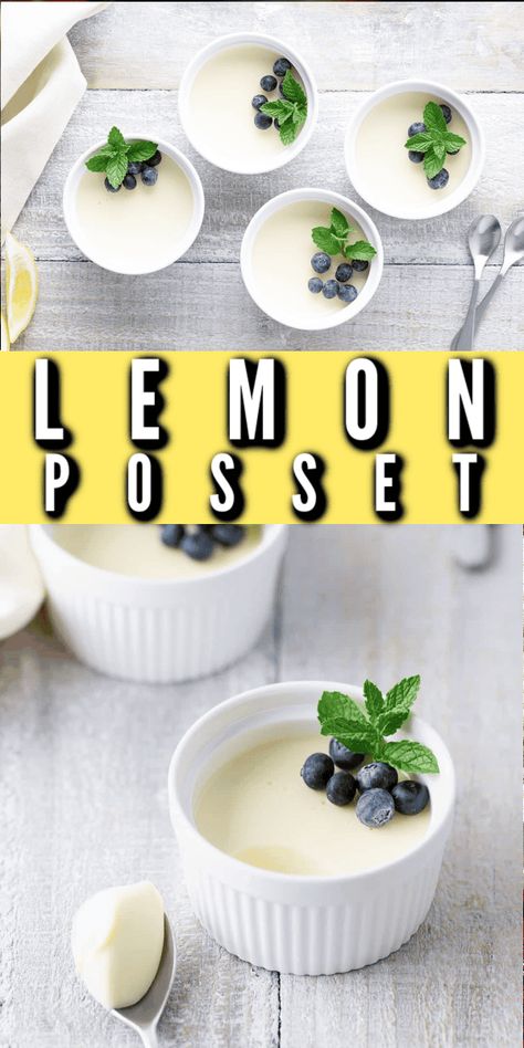 Sparklingly lemony and bright, this lemon posset recipe is naturally gluten- and egg-free and you don't even have to bake it! Silky smooth, creamy, and so refreshing! Posset Recipe Desserts, Lemon Posset In Lemon, Ponderosa Lemon Recipes, Gluten Free Lemon Desserts, Lemon Ideas, Lemon Posset Recipe, Lemon Recipes Healthy, Posset Recipe, Lemon Posset