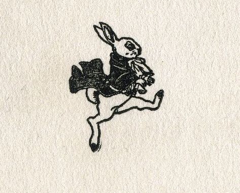 A rabbit illustration from the last page of the book "Janice in Tomorrowland", a nod "Alice in Wonderland" Wonderland Tattoo, Rabbit Tattoos, Rabbit Illustration, Tattoos Geometric, Dope Tattoos, Simplistic Tattoos, Mini Tattoos, Pretty Tattoos, Tiny Tattoos