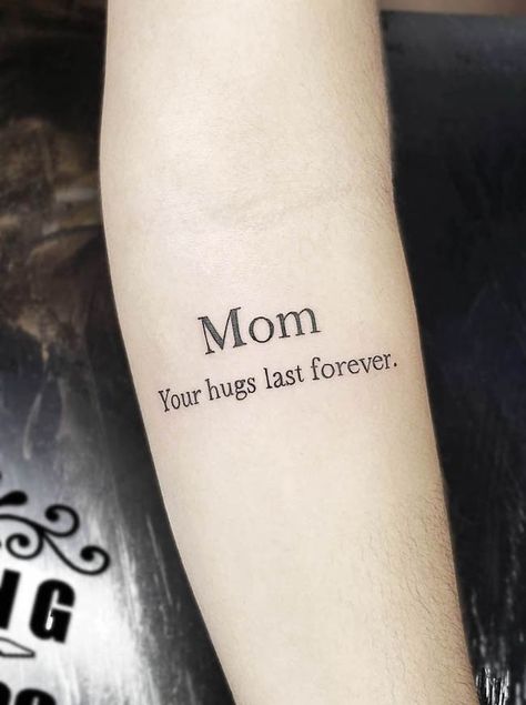 Mom Quotes Tattoo Ideas, Mom Tattoos Designs, Tattoo To Represent Mom, Mother Quote Tattoos, Mother Love Tattoo Design, Mom Word Tattoo, Mom Rip Tattoo Ideas, Tattoos For Mom Memorial, Tato Text