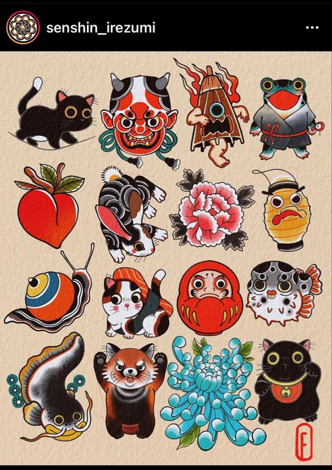 Japanese Tattoo Flash, Tattoo Japonais, Small Japanese Tattoo, Traditional Japanese Tattoo Flash, Traditional Japanese Tattoo, Tato Flash, Tato Tradisional, Traditional Japanese Tattoo Designs, Christian Sleeve Tattoo