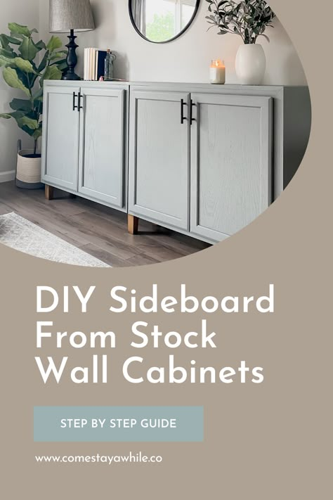 Kitchen Cabinets Along One Wall, Buffet Color Ideas, Buffet Cabinet Diy, Diy Buffet Cabinet, Diy Sideboard Buffet, Diy Buffet, Diy Sideboard, Miter Saw Table, Modern Farmhouse Diy