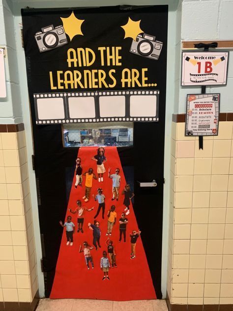 Movie Theme Door Decorations Classroom, Red Carpet Classroom Door, Movie Themed Classroom Door, Movie Themed Door Decorations, Red Carpet Classroom Theme, Movie Themed Bulletin Boards, Theatre Bulletin Board Ideas, Movie Classroom Door, Movie Door Decorations