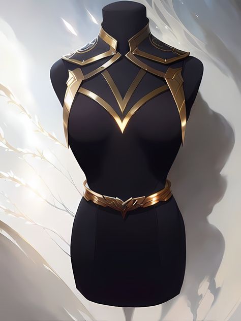 Golden Shoulder Armor, Eternals Oc Outfits, Gold Shoulder Armor, Unique Superhero Costumes, Dwarven Clothing, Formal Armor, Armor Bodysuit, Golden Outfit Aesthetic, Wedding Armor