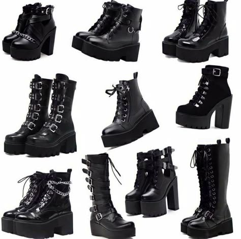 Grunge Shoes, Goth Outfit, Goth Shoes, Gothic Shoes, Girly Shoes, Aesthetic Shoes, Swag Shoes, Tomboy Fashion, Goth Outfits