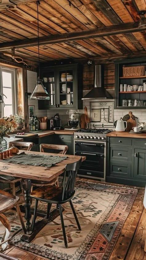 Boho Kitchen Ideas, Cabin Kitchens, Cabin Interiors, Cabin Living, Farmhouse Boho, Boho Kitchen, Dream House Rooms, Dream House Interior, Cabin Ideas