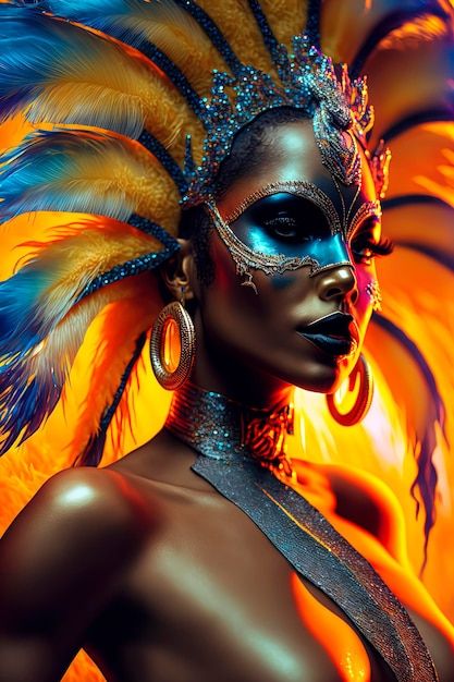 Photo portrait of a beautiful samba danc... | Premium Photo #Freepik #photo #samba #brazil-carnival #carnival-mask #carnival-party Samba Brazil, Mask Carnival, Carnival Ideas, Brazil Carnival, Carnival Mask, Tropical Forest, Carnival Party, Premium Photo, Rio De Janeiro