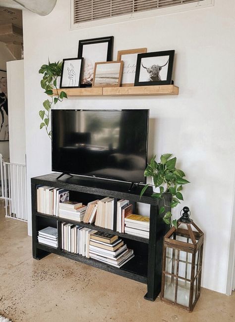 Above Tv Decor, Shelf Above Tv, Decor Above Tv, Tv Shelving, Tv Stand Makeover, Decor Around Tv, Floating Shelves Living Room, Shelf Decor Living Room, Tv Decor