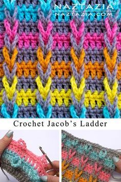 Jacob's Ladder Stitch - Naztazia ® Jacobs Ladder, Crochet Stitches Free, Jacob's Ladder, Ladder Stitch, Crochet Stitches Tutorial, Crochet Instructions, Crochet Stitches Patterns, Crochet Stitch, Afghan Crochet Patterns