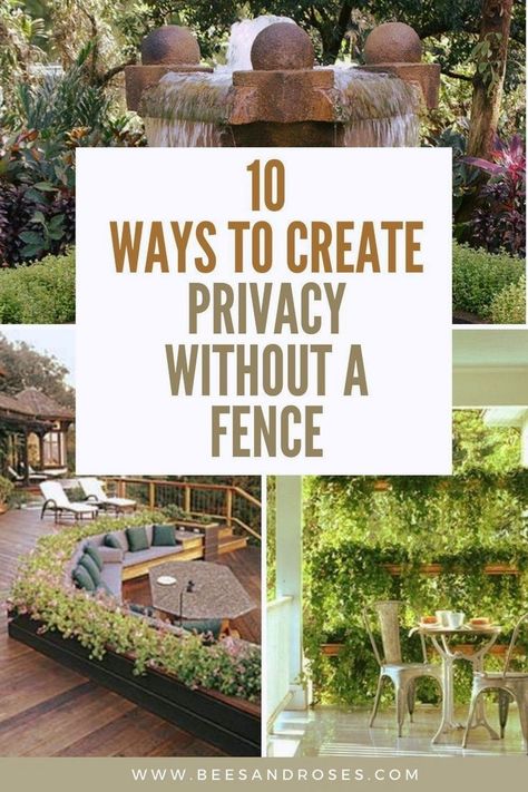 Explore 10 creative ways to add privacy to your outdoor spaces without the need for a traditional fence. These ideas utilize plants, screens, and strategic landscaping to enhance your privacy. Non Fence Privacy Ideas, Porch Privacy Wall Ideas, Black Chainlink Fence Ideas, Large Backyard Privacy Ideas, Small Garden Screening Ideas, Backyard Landscaping No Fence, Natural Privacy Fence Ideas Living Walls, Outside Privacy Screen, Privacy Side Yard Ideas