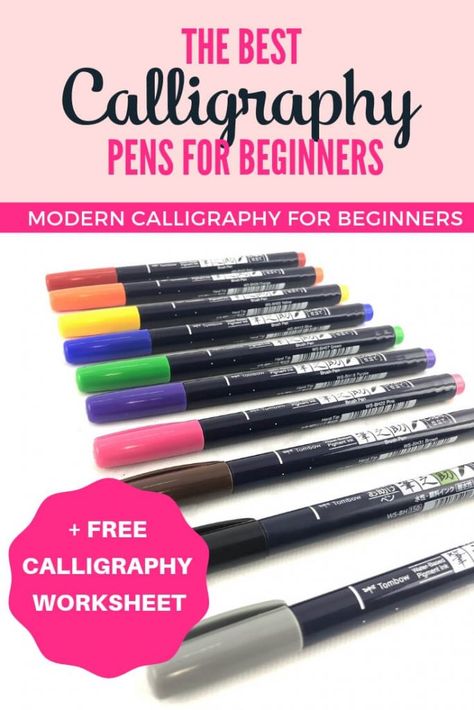 The best calligraphy pens for beginners by Vial Designs Learn Calligraphy Free Printables, Calligraphy Pens For Beginners, Caligraphy Pen, Tombow Lettering, Calligraphy Tips, Best Calligraphy Pens, Best Calligraphy, Learn Modern Calligraphy, Pen Lettering