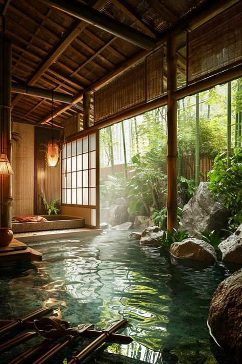 Rotenburo Japan, Hot Spring Japan, Private Onsen Japan, Japan Bathhouse, Home Onsen, Onsen Aesthetic, Nature In Home, Japan Spa, Outdoor Onsen