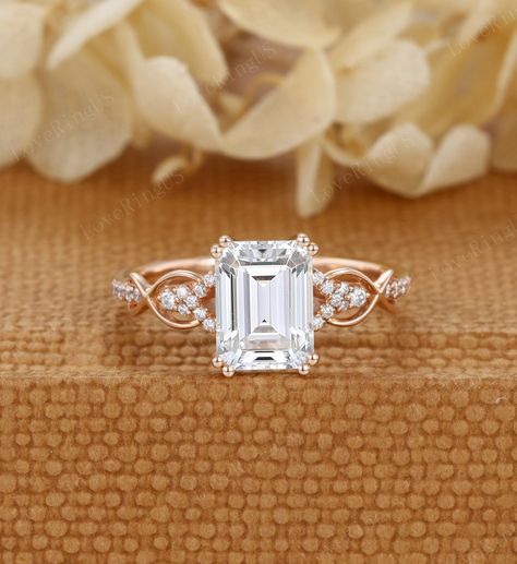 Vintage Wedding Rings Emerald Cut, Rose Gold Emerald Engagement Ring, Emerald Cut Art Deco Ring, Emerald Moissanite Engagement Ring, White Gold Emerald Engagement Ring, Emerald Cut Gold Engagement Ring, Engagement Rings Fairy, Emerald Cut Engagement Ring Gold, Unique Emerald Cut Engagement Rings