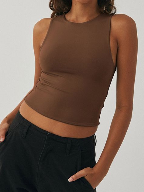 Racerback Top, Outfit Aesthetic, Solid Clothes, Top Fabric, Hoodie Top, Hoodie Dress, Cropped Tank Top, Crop Tank, T Shirt Dress