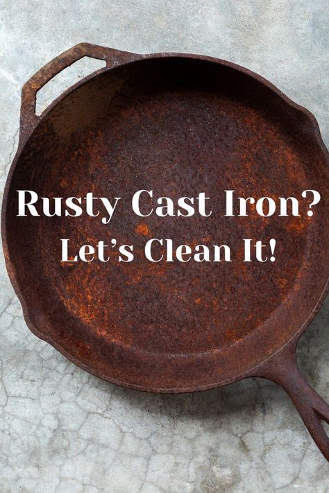 Don't give up on your rusty cast iron cookware! Our step-by-step guide is here to show you how to clean, season, and maintain your pans, transforming them from rusty relics into gleaming, non-stick treasures. Perfect for both heirlooms and thrift store finds, these tips will ensure your cast iron remains a cherished part of your kitchen arsenal. Pin this guide for future reference and start reviving your cookware today! #CastIronRestoration #DIYKitchenHacks #SustainableLiving" How To Clean Rusty Cast Iron Skillet, Clean Rusty Cast Iron Skillet, Cleaning Rusted Cast Iron, How To Clean Rusted Cast Iron, How To Clean A Rusty Cast Iron Skillet, Removing Rust From Cast Iron, How To Clean A Cast Iron Pan, How To Clean Rust Off Cast Iron, How To Take Care Of Cast Iron Skillet