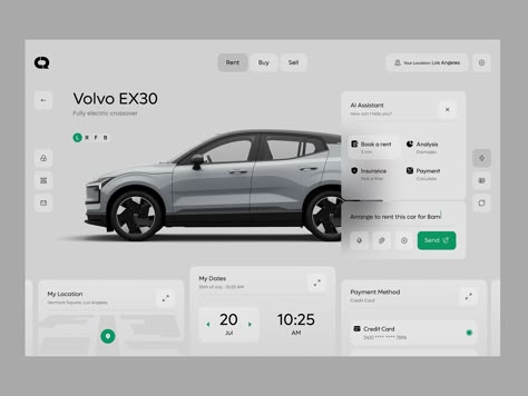 Car Rent AI Assistant Dashboard by Jack R. for RonDesignLab ⭐️ on Dribbble Sidebar Design, Car App, Web Dashboard, Car Ui, Analytics Dashboard, Ecommerce Web Design, Dashboard Ui, App Design Inspiration, Dashboard Design