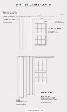 Curtain Length Guide, Wrap Around Curtain Rod, Hanging Curtain Rods, Window Curtains Living Room, Measuring Curtains, Wide Curtains, Curtain Length, Design Techniques, Curtains Window