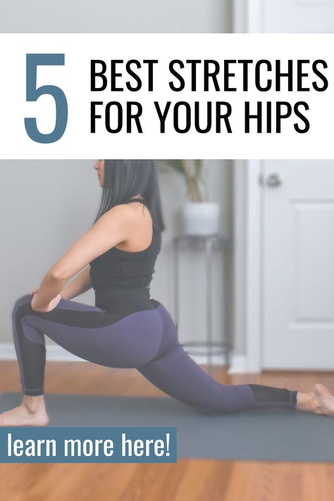 Best Hip Stretches To Improve Hip Flexibility - Stretching routine for all of your hip muscles Exercise For Hip Strength, Stretch For Hips, Bad Hip Exercises, How To Realign Your Hips, Hip Flexibility Stretches For Beginners, Hip Flexor Exercises Stretching, Hip And Lower Back Stretches, Hip Flexor Stretch Flexibility, Hip Flexor Strengthening Exercises