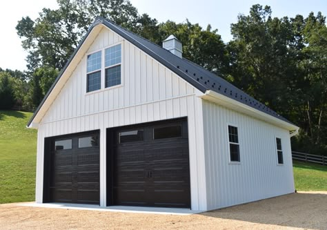 One Car Garage Woodworking Shop, Tall Garage Ideas, Garage With Workshop, Garage Building Plans Detached, Garage Design With Loft, Detached Garage Siding Ideas, 30 X 30 Garage Plans, Two Car Garage Ideas Interior, 30x40 Garage Plans