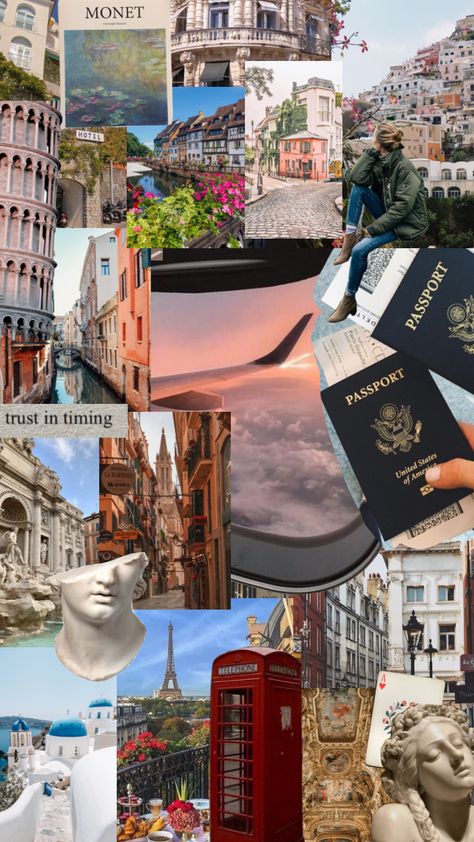 Europe Collage Wallpaper, Travel Lockscreen Aesthetic, Europe Aesthetic Collage, Europe Trip Vision Board, Traveling Aesthetic Collage, International Travel Aesthetic, Aesthetic Europe Wallpaper, Europe Life Aesthetic, Europe Mood Board