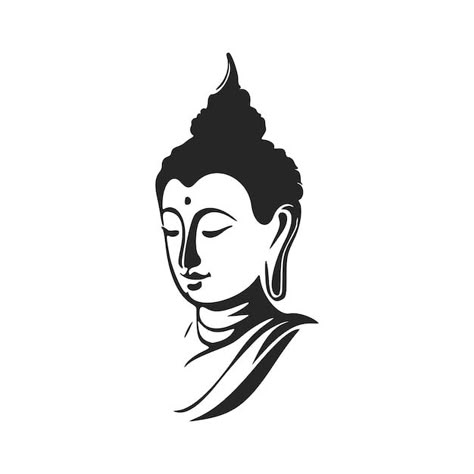 Black and white elegant logo with the im... | Premium Vector #Freepik #vector #zen-logo #logo-illustration #logo #white-logo Azrael Tattoo, Buddha Logo, Buddha Face, Buddha Tattoo, Flash Tattoos, Buddha Image, Elegant Logo, Small Art, Vector Photo