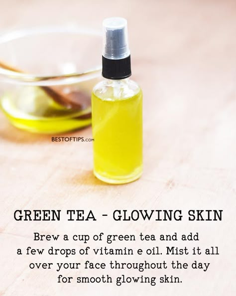 Diy Green Tea, Smooth Glowing Skin, Green Tea Face, Skin Care Routine For 20s, Skin Oil, Skin Lightening, Diy Beauty Hacks, Face Mist, Diy Skin