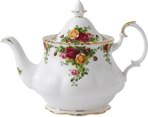 Amazon.com: Royal Albert Old Country Roses Teapot, 42 oz, Mostly White with Multicolored Floral Print: Home & Kitchen Bone China Teapots, Rose Teapot, Country Rose, Royal Albert Old Country Roses, China Teapot, Royal Albert China, Tea Store, Old Country Roses, Tea Kettles