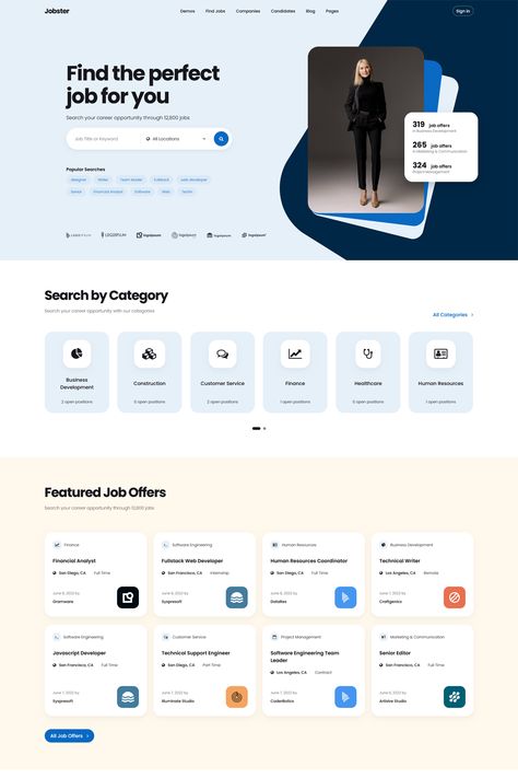 Jobster is a smart job board WordPress theme designed for creating professional and feature-rich job portal websites. It provides all the necessary tools and functionality to build a robust platform for job seekers and employers. Hr Website Design Inspiration, Job Listing Website Design, Job Board Design, Human Resources Website Design, Job Finder Website, Website Design Professional, Job Search Website, Job Board Website Design, How We Work Web Design