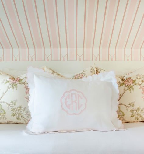 Pink Monogram Pillow, Monogrammed Pillows, Rainbow Curtains, Monogram Bedding, White Bedrooms, Striped Nursery, Room Revamp, Monogram Pillow, Kids Pillow