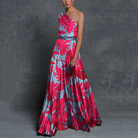 9aa42b31882ec039965f3c4923ce901bdesc52030905ri Pleated Party Dress, Printed Long Skirt, Wedding Dress Outfit, Formal Occasion Dress, Gaun Fashion, Long Beach Dress, Neckline Dress, Maxi Robes, Maxi Dress Evening