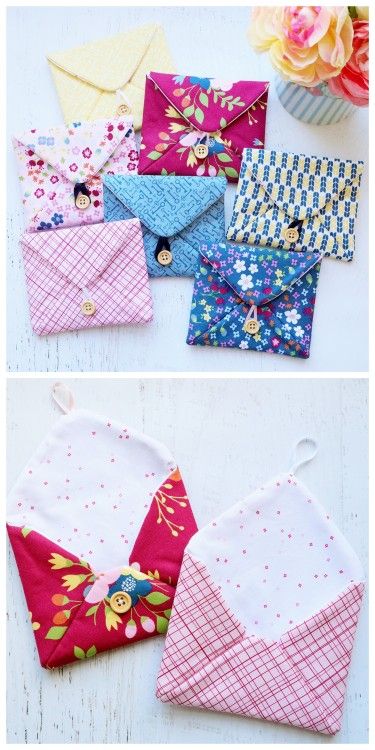 Sew Envelope Pouch, How To Sew An Envelope, Fabric Envelopes Tutorial Free Pattern, Fabric Envelope Tutorial, Fabric Pouches Diy Free Pattern, Fabric Envelope Pattern Free, Diy Small Bags To Sew, Sewing Small Gifts, Project Bags To Sew Free Pattern